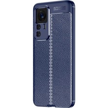 Case 4U Xiaomi Mi 12T Kılıf Rugan Armor Deri Görünümlü Yüksek Kalite Silikon Niss Lacivert