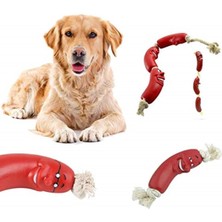 Buffer Z35YT3310 Köpekler Için Sevimli Eğitici Eğlenceli Oyuncak Düğümlü 4'lü Sosis, 48 cm