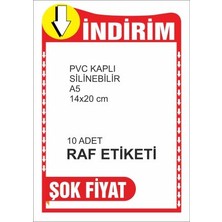 Silinebilir Pvc Kaplamalı A5 14X20 cm Indirim Etiketi Raf Önü  Etiketi 10 Adet