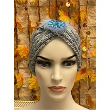 Gönülden Tasarım Mavi Taşlı ve Tüğlü Kadın Kız Saç Bandı