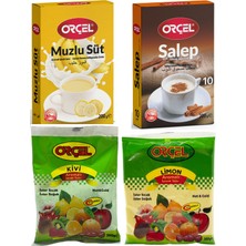 Orçel Salep 200 gr + Muzlu Süt 200 gr + Kivi 300 gr + Limon 300 gr Aromalı İçecek Tozu Oralet Çay