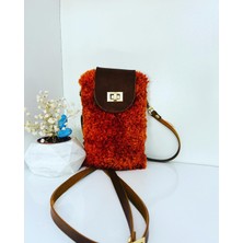 Pink Bag  Deri Kapaklı Peluş Telefon Çanta