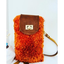 Pink Bag  Deri Kapaklı Peluş Telefon Çanta