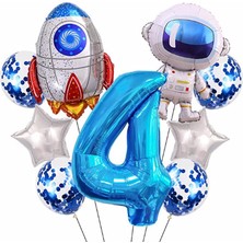 Parti Station Uzay Kozmik Galaksi Astronot Roket Balon Set Yıldız Balon Folyo Set Konsept Doğum Günü Set Yaş Balon