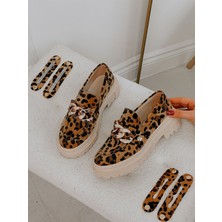 Erva'nın Butiği Leopar (Fabio) Üç Tokalı Kadın Loafer