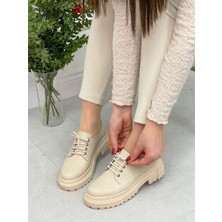 Erva'nın Butiği Bej Cilt (College) Kadın Bağcıklı Loafer