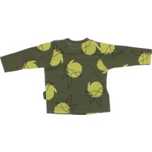 VİTASTORETR Kuş Desen Baskılı Pamuklu Kahverengi Çocuk Sweat Takım