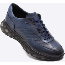 Fosco Hakiki Deri Lacivert Sneaker Erkek Ayakkabı 9829 102