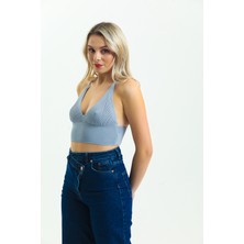 Moda-AK Sportif Kadın Fitilli Crop / Bluz / Büstiyer