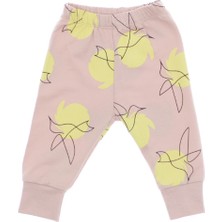 VİTASTORETR Kuş Desen Baskılı Pamuklu Pembe Çocuk Sweat Takım