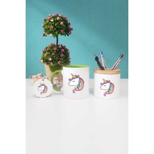 Hedizu Unicorn Hediye Yeşil Kupa Bardak Kalemlik Anahtarlık
