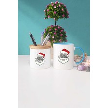 Hedizu Merry Christmas Yılbaşı Hediyesi Mavi Kupa Bardak Kalemlik