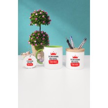 Hedizu Dedeye Hediye Dünyanın En Kral Dedesi Yeşil Kupa Bardak Kalemlik Anahtarlık