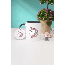 Hedizu Unicorn Hediye Siyah Kupa Bardak Anahtarlık