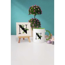 Hedizu Botanik N Harfli Yeşil Kupa Bardak Dekoratif Taş