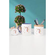 Hedizu Unicorn Lacivert Kupa Bardak Kalemlik Anahtarlık