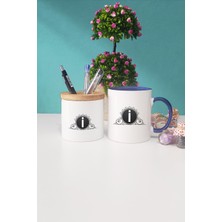 Hedizu I Harfli Lacivert Kupa Bardak Kalemlik