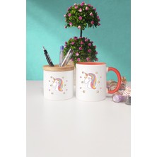 Hedizu Unicorn Turuncu Kupa Bardak Kalemlik