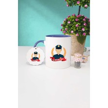 Hedizu Erkek Polise Hediye Lacivert Kupa Bardak Anahtarlık