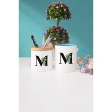 Hedizu Botanik M Harfli Mavi Kupa Bardak Kalemlik