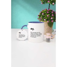 Hedizu Yıldönümü Hediyesi Eş Lacivert Kupa Bardak Anahtarlık