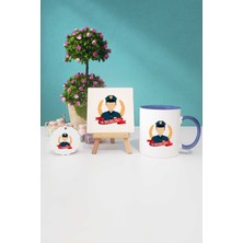 Hedizu Erkek Polise Hediye Lacivert Kupa Bardak Dekoratif Taş Anahtarlık