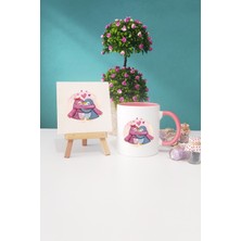 Hedizu Sevgililer Günü Hediyesi Penguenler Pembe Kupa Bardak Dekoratif Taş