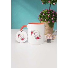 Hedizu Çiçekli Ç Harfli Turuncu Kupa Bardak Anahtarlık