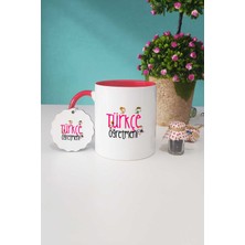 Hedizu Türkçe Öğretmeni Hediye Kırmızı Kupa Bardak Anahtarlık