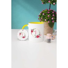 Hedizu Çiçekli I Harfli Sarı Kupa Bardak Anahtarlık