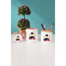 Hedizu Erkek Polise Hediye Turuncu Kupa Bardak Kalemlik Anahtarlık