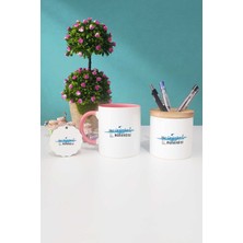 Hedizu Su Ürünleri Mühendisi Pembe Kupa Bardak Kalemlik Anahtarlık