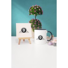 Hedizu D Harfli Siyah Kupa Bardak Dekoratif Taş