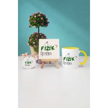 Hedizu Fizik Öğretmeni Sarı Kupa Bardak Dekoratif Taş Anahtarlık