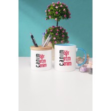 Hedizu Öğretmene Hediye Canım Öğretmenim Mavi Kupa Bardak Kalemlik