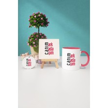 Hedizu Arkadaşa Hediye Canım Arkadaşım Kırmızı Kupa Bardak Dekoratif Taş Anahtarlık