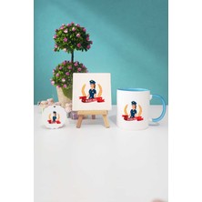 Hedizu Kadın Polise Hediye Mavi Kupa Bardak Dekoratif Taş Anahtarlık