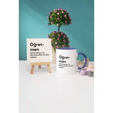 Hedizu Öğretmenler Günü Hediyesi Lacivert Kupa Bardak Dekoratif Taş