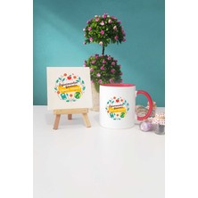 Hedizu Öğretmenler Günü Hediyesi Kırmızı Kupa Bardak Dekoratif Taş