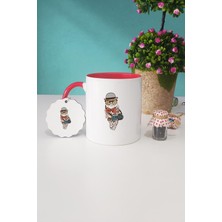 Hedizu Fotoğrafçı Baykuş Kırmızı Kupa Bardak Anahtarlık