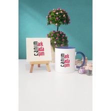 Hedizu Arkadaşa Hediye Canım Arkadaşım Lacivert Kupa Bardak Dekoratif Taş