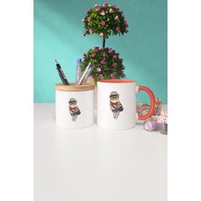 Hedizu Fotoğrafçı Baykuş Turuncu Kupa Bardak Kalemlik