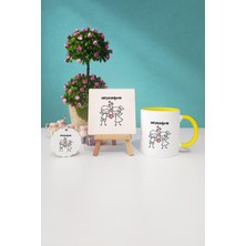 Hedizu Seni Seviyorum Sarı Kupa Bardak Dekoratif Taş Anahtarlık