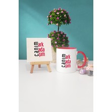 Hedizu Arkadaşa Hediye Canım Arkadaşım Kırmızı Kupa Bardak Dekoratif Taş