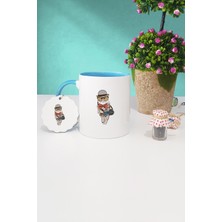 Hedizu Fotoğrafçı Baykuş Mavi Kupa Bardak Anahtarlık