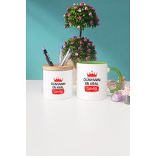 Hedizu  Dayıya Hediye Dünyanın En Kral Dayısı Yeşil Kupa Bardak Kalemlik