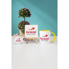 Hedizu En Tatlı Diş Hekimi Asistanı Sarı Kupa Bardak Dekoratif Taş Anahtarlık