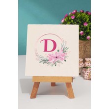 Hedizu Çiçekli D Harfli Dekoratif Taş Baskı