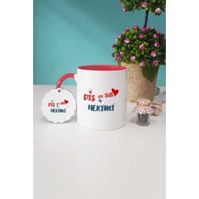 Hedizu En Tatlı Diş Hekimi Kırmızı Kupa Bardak Anahtarlık