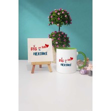 Hedizu En Tatlı Diş Hekimi Yeşil Kupa Bardak Dekoratif Taş